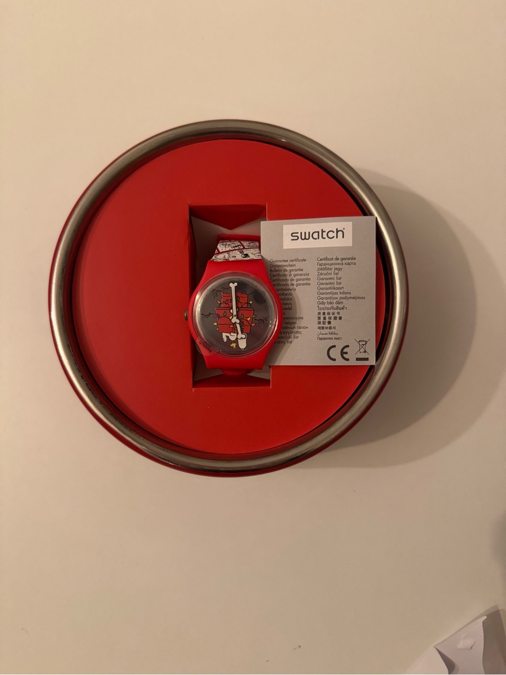 Swatch + Peanuts Snoopy Watch And Dog Bowl Limited Edition Holiday Set